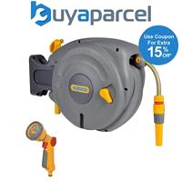 Hozelock 2485 10m Mini Hose Reel Automatic Retracting Auto Reel & 2679 Spray Gun