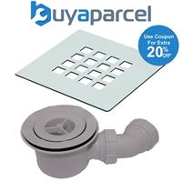 MX 90mm Square Grill Grid Shower Waste High Flow Chrome Trap for Shower Tray X2X