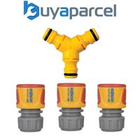 3 x Hozelock AquaStop Waterstop Connector Hose 2185 2075 + 2293 Y Connector