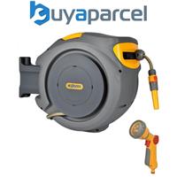HOZELOCK 2401 Auto Reel Retractable Garden Hose 20M 2490 & 2679 Multi Spray Gun