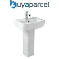 Options 600 550mm 1TH Basin Sink Full Pedestal Bathroom Cloakroom White Square