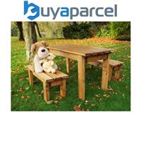 Charles Taylor Little Fellas Wooden Dining Table & 2 x Garden Bench Set Kids