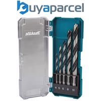 Makita D-72861 5 Piece Brad Point Wood Drill Bit Set 4 5 6 8 10mm Bits + Case