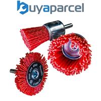 Makita D-70742 3 Piece Drill Nylon Brush Set Brush Cup Wheel Red Coarse 80 Grit