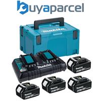 Makita BL1860 18v 4 x 6.0ah Lithium Batteries DC18RD Dual Port Charger + Makpac