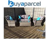 Signature Weave Mia Wicker 4 Seater Sofa Arm Chair Coffee Table Set Grey