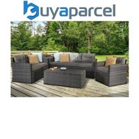 Signature Weave Holly Wicker 5 Piece 6 Seater Sofa Storage Coffee Table Grey