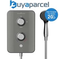 Gainsborough GSDTG85 Duo 8.5kw Electric Shower Titanium Grey Brushed Steel + Kit