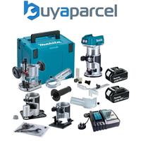 Makita DRT50RTJX3 18v LXT 1/4" Brushless Cordless Router Inc Extra Bases & 2x...
