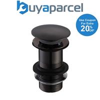 Matt Black Unslotted Sprung Basin Waste Sink Plug Click Clack Pop Up Clicker