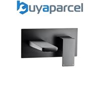 Matt Black Wall Mounted Bath Filler Waterfall Modern Square Tap Design Recessed