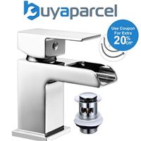 Mini Waterfall Cloakroom Basin Mixer Tap Chrome Sink Mono Bathroom + Waste + Fix