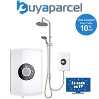Triton Amore DuElec White 9.5kW Electric Shower LCD Display Dual Rainshower Head