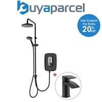 Triton Danzi DuElec Black 9.5kW Electric Shower Overhead & Handset + Tap