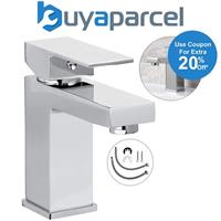 Chrome Edge Waterfall Cloakroom Basin Mixer Tap Sink Mono Bathroom + Fixings