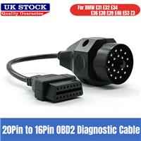 20Pin to 16Pin OBD2 OBDII Diagnostic Cable Adapter Connector for BMW E38/E36