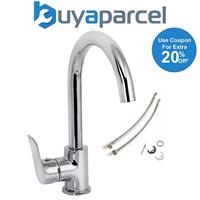 Bristan Cascade Cadence Kitchen Tap Chrome Single Lever + Fixings + Flexi Pipes