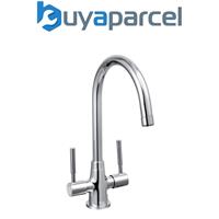 Bristan DU SNK C Dune Monobloc Kitchen Tap Chrome Twin Lever + Fixings + Flexis