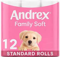 Andrex Family Soft Toilet Roll, 12 Rolls - 150 Sheets Per Roll Family Pack