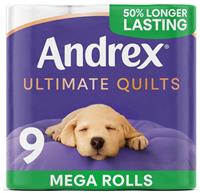 Andrex Ultimate Quilts Mega Toilet Roll - 9 Mega Rolls - 2115 Total Sheets