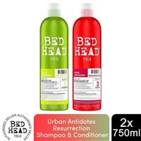 Bed Head by Tigi Urban Antidotes Shampoo and Conditioner Duo Pack, 750ml