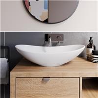 Countertop Basin Gloss White - 620 x 360mm Ceramic Bathroom Modern