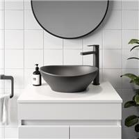 Countertop Basin - Matt Black - 405 x 330mm Ceramic Bathroom Modern
