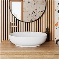 Oval Countertop Basin Gloss White - 505 x 398mm Ceramic Bathroom Modern