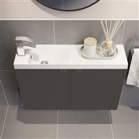 Slim Bathroom Recessed Basin White 800mm Plastic Bathroom Modern