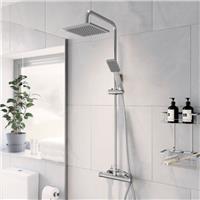 Round Thermostatic Bar Mixer Shower with Adjustable & Fixed Head - Square