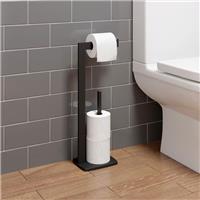 Square Black Freestanding Toilet Roll Holder Bathroom Stainless Steel Material