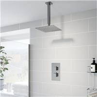 Square Thermostatic Mixer Shower - Concealed with Ceiling Fixed Head Silver, Chr