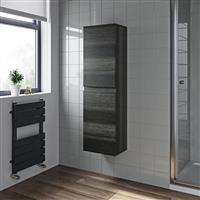 Artis Centro Grey Wood Wall Hung Tall Bathroom Storage Cabinet - 1200 x 350mm