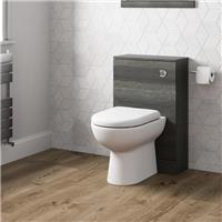 Charcoal Grey Back To Wall Toilet Unit & D Shape Toilet 50cm Single Flush Modern
