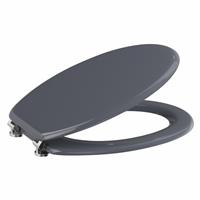 Round Wooden Toilet Seat - Bottom Fix Dark Grey Gloss Contemporary Bathroom