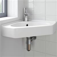 Wall Hung Corner Basin White - 550 x 390mm Contemporary Bathroom