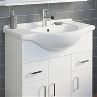 Bathroom WC Basin 750mm Compact Sink Single Tap Hole White BASIN ONLY