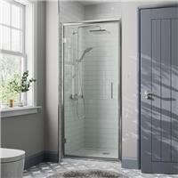 Hinged Shower Door 900mm - 8mm Thick Glass Bathroom Silver Quick Cleaning
