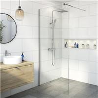 Wet Room Shower Screen 1000mm - 8mm Thick Glass Chrome Bathroom