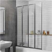 Four Panel Folding Bath Shower Screen 992mm - Chrome Frame 4mm Glass Thickness