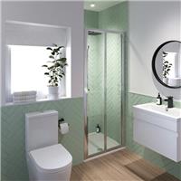 Bifold Shower Door 760mm - 6mm Aluminium Clear Glass Bathroom
