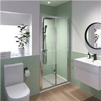 Bifold Shower Door 900mm - 6mm Aluminium Clear Glass Bathroom