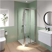 Bifold Shower Enclosure 760 x 760mm - 6mm Aluminium Clear Glass Bathroom