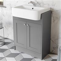 Grey Traditional Freestanding Vanity Unit with Basin 620mm Traditional Bathroom