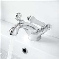 Mono Basin Mixer Tap Chrome Brass Traditional Wall Mounted Lever Handle