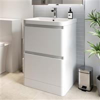 Regis Forma White Gloss Freestanding Vanity Unit with Basin - 600mm