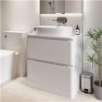 White Gloss Freestanding Countertop Vanity Unit Lorient White Basin 800mm Modern