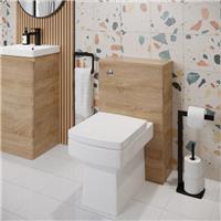 Wood Back to Wall Toilet Unit & Royan Toilet - 500mm Single Flush Modern