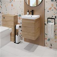 Wood Flat Pack Wall Hung Vanity Unit & Basin - 400mm Modern Bathroom Storage