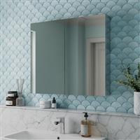 Double Door Stainless Steel Mirror Cabinet 800 x 700mm Modern Bathroom Storage